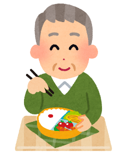 食事をしている高齢の男性のイラスト